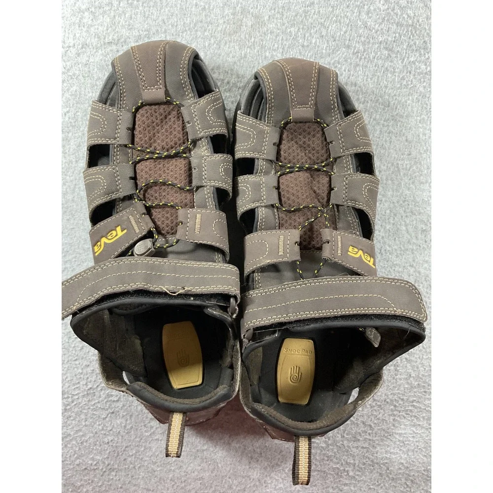 Teva Omnium Mens Brown Hiking Sandals Closed Toe Water Shoes 1001116 Size 11